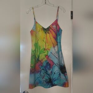 Natori private Luxuries watercolor floral chemise slip dress